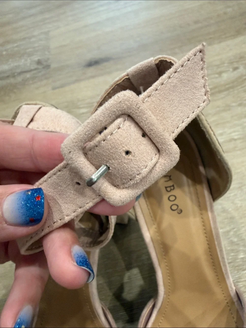 BAMBOO Pink, Taupe and Cream Suede Platform Block Heels